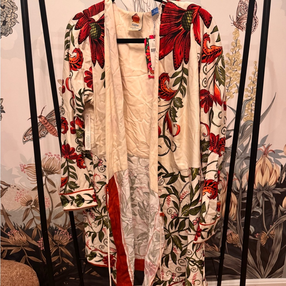 FARM Rio Long Sleeve Dress - Red and Green Floral